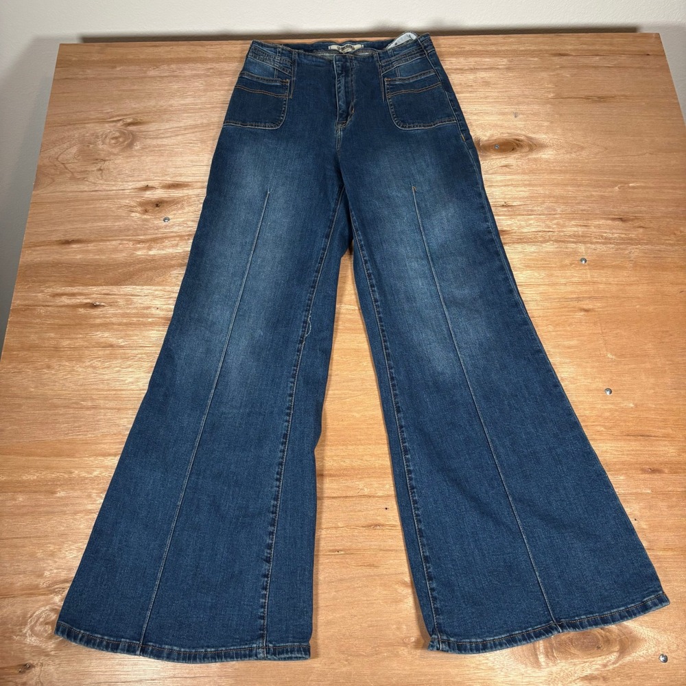 Rock & Roll Denim High Rise Palazzo Flare Jeans Blue W29 L34 Western Wide Leg